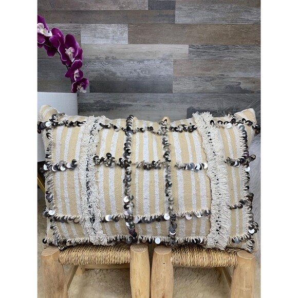 Vintage Moroccan Wedding Blanket Pillow Berber Handira 03YS00353 - Picture 10 of 10